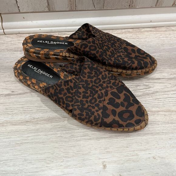 Kelsi Dagger Shoes - Kelsi Dagger Brooklyn Jazz Leopard Animal Print Mules Shoes Womens Size 6.5